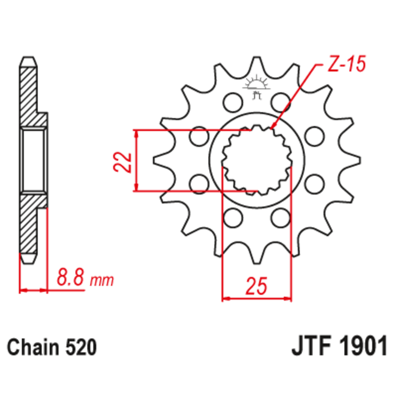 JT SPROCKETS Steel Standard Front Sprocket 1901 - 520