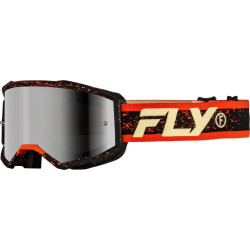 FLY RACING Zone Goggle Black/Red/Cream - Silver Mirror/Smoke Lens