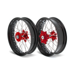 ART SM Complete Front + Rear Wheel 17x3,50/17x4,50 Black Rim/Red Hub Beta