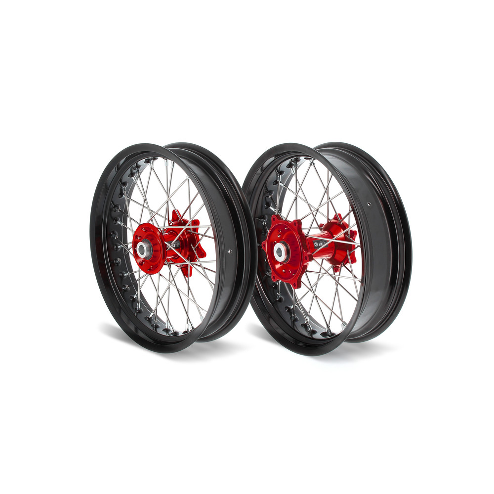 ART SM Complete Front + Rear Wheel 17x3,50/17x4,50 Black Rim/Red Hub Beta