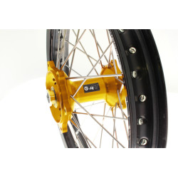 ART MX Complete Front + Rear Wheel 21x1,60/19x2,15 Black Rim/Gold Hub Suzuki